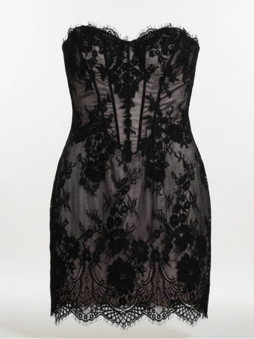 Tony Bowls Lace Beads Strapless Mini Dress Formal Beaded Boned Corset Bodice 4 - Picture 10 of 16